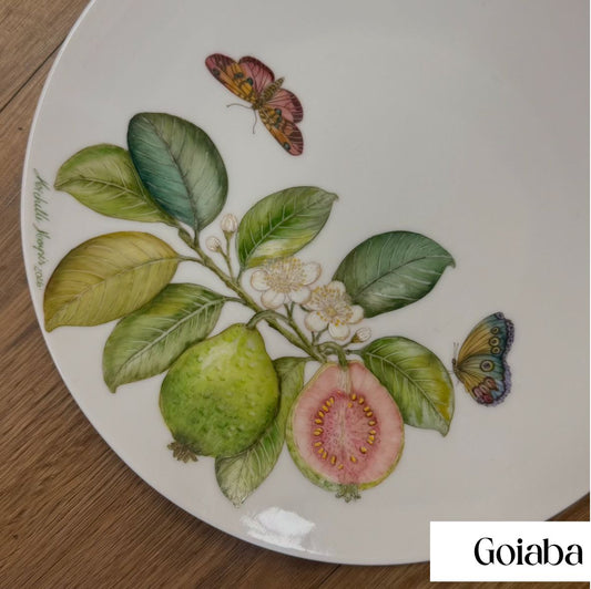 Frutas brasileiras sépia claro para porcelana - 16 folhas