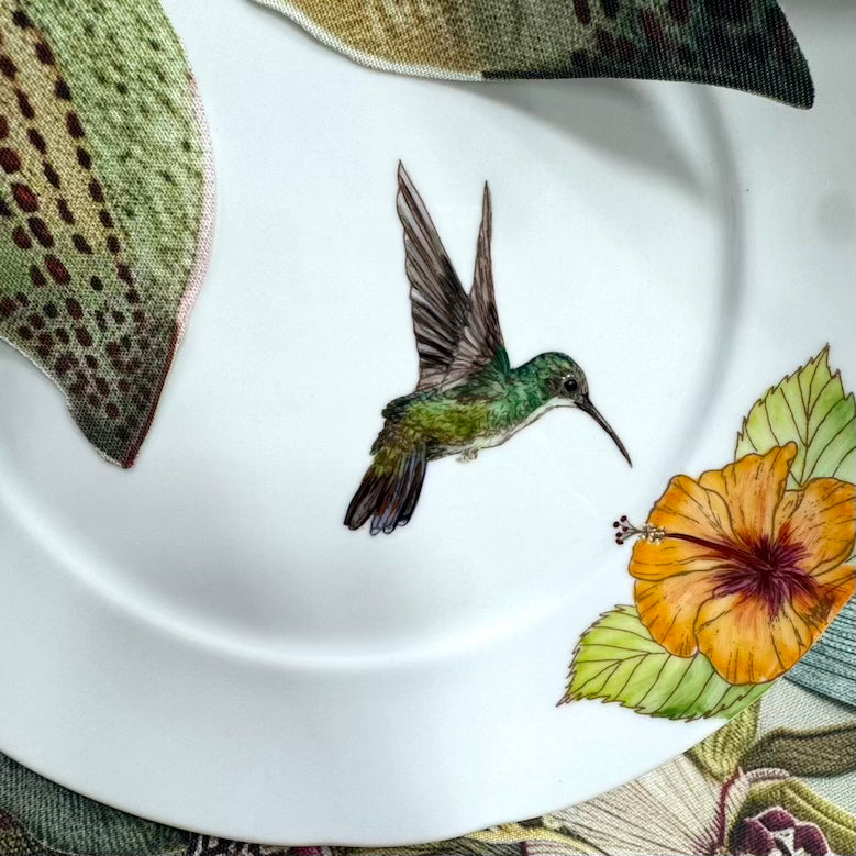 Beija-flores para porcelana - 6 folhas