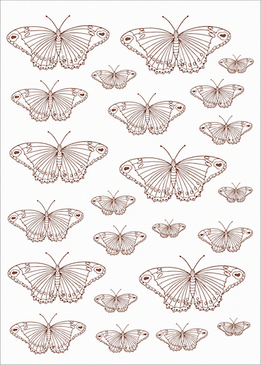 Borboletas sépia para porcelana - 12 folhas