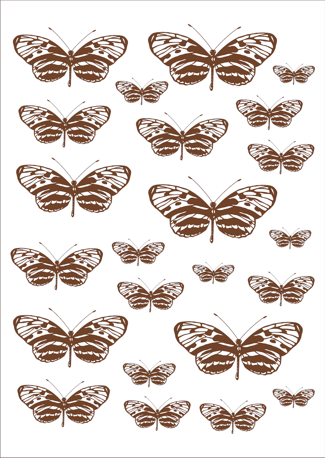 Borboletas sépia para porcelana - 12 folhas