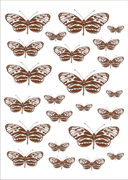 Borboletas sépia para porcelana - 12 folhas