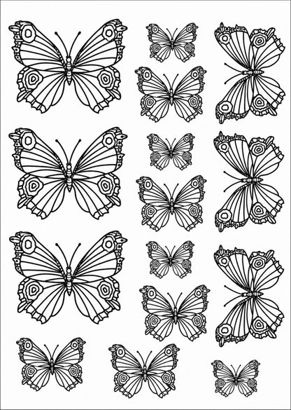 Borboletas pretas para porcelana - 12 folhas