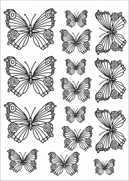 Borboletas pretas para porcelana - 12 folhas