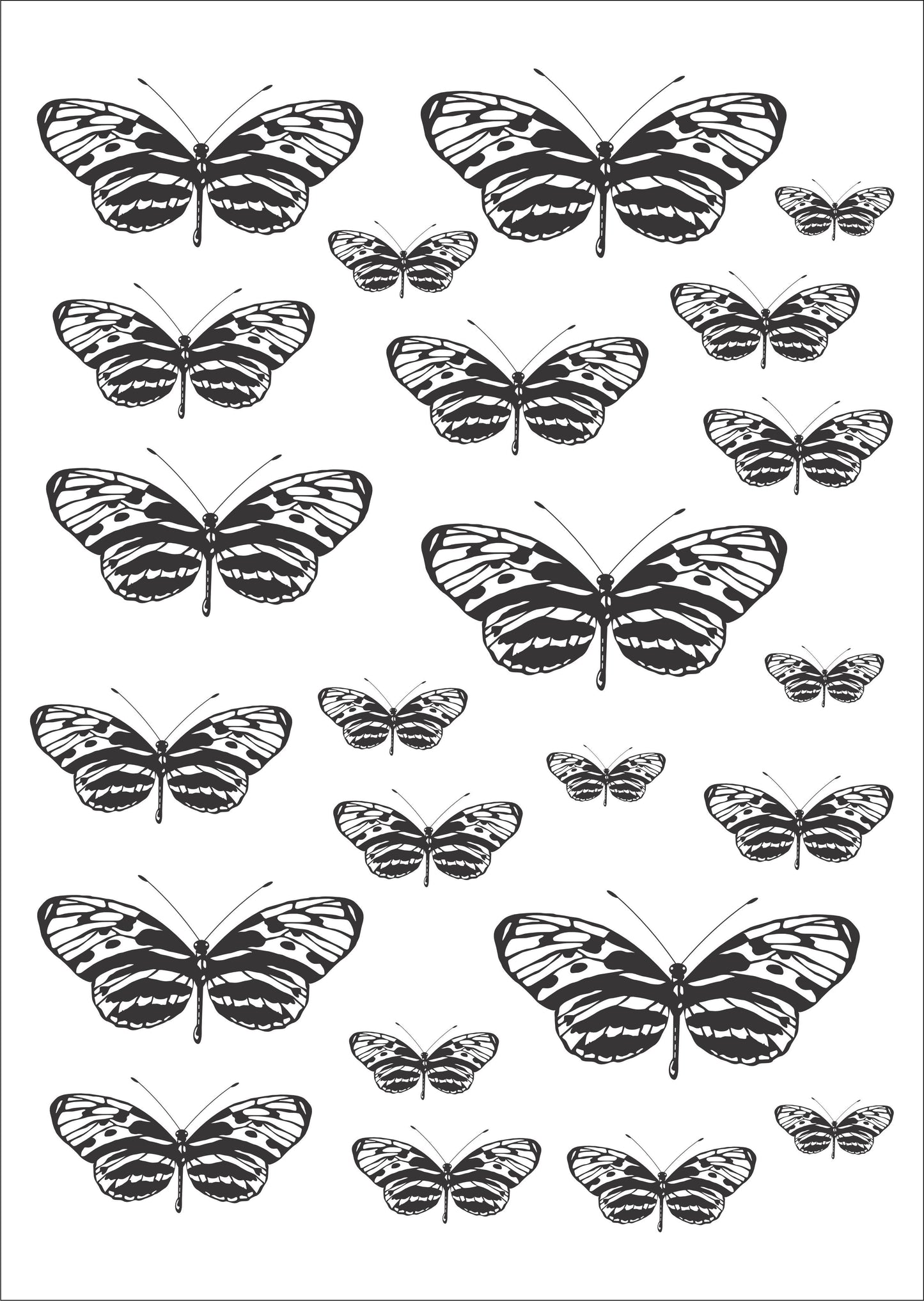 Borboletas pretas para porcelana - 12 folhas
