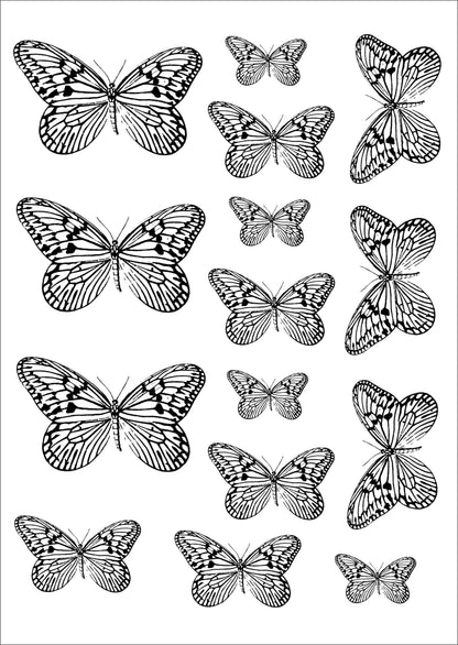 Borboletas pretas para porcelana - 12 folhas