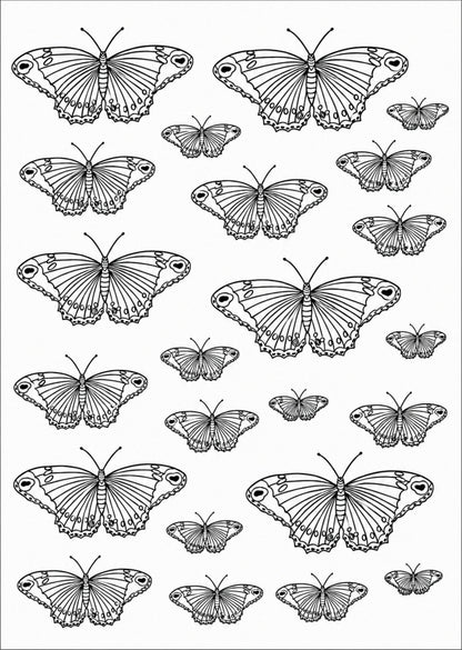 Borboletas pretas para porcelana - 12 folhas