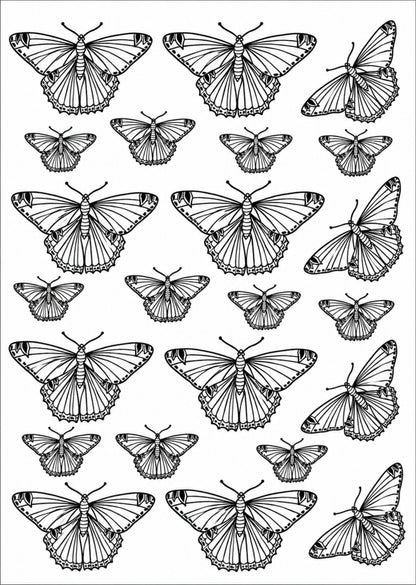 Borboletas pretas para porcelana - 12 folhas