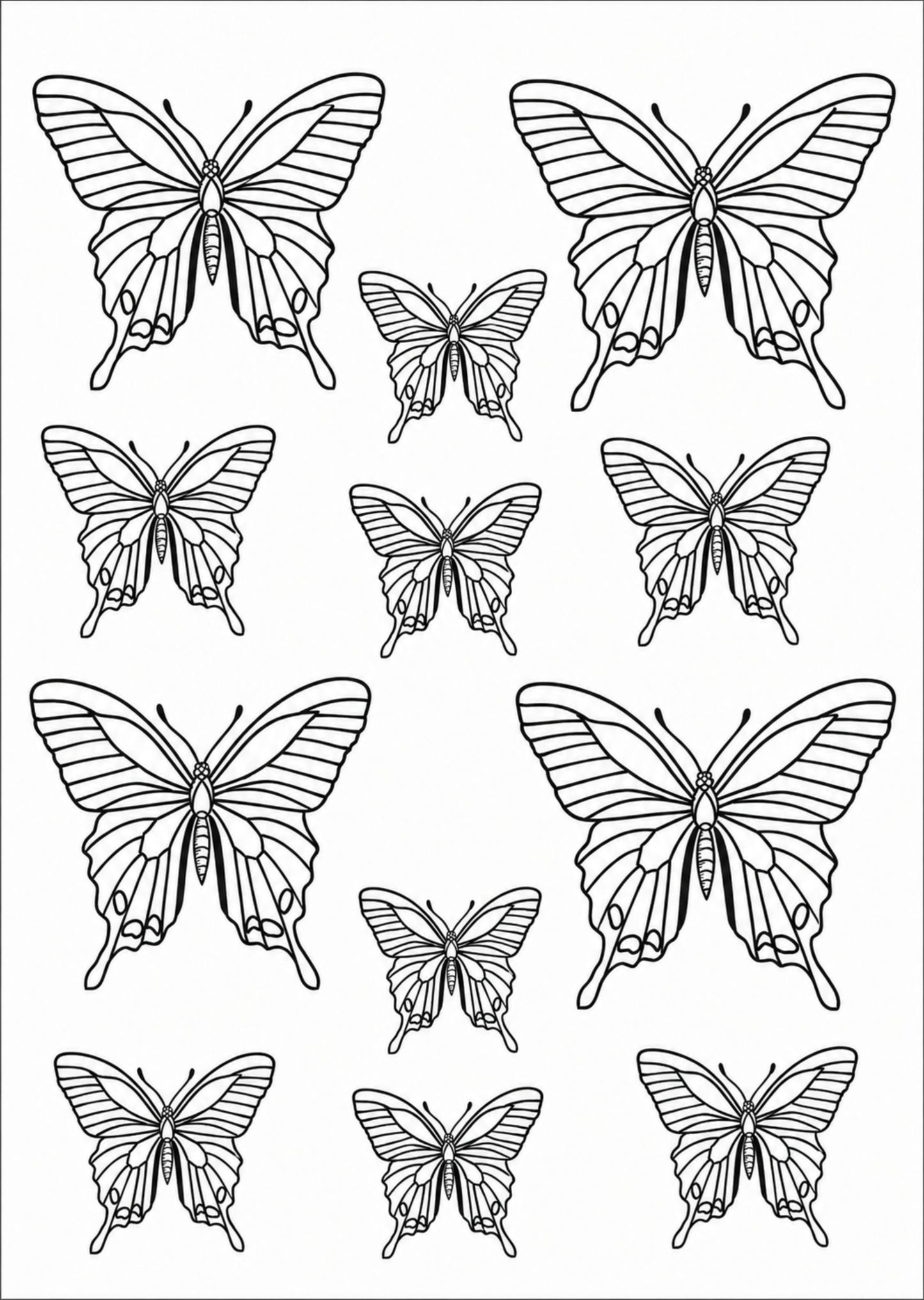 Borboletas pretas para porcelana - 12 folhas