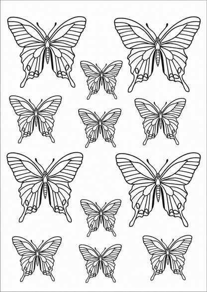 Borboletas pretas para porcelana - 12 folhas