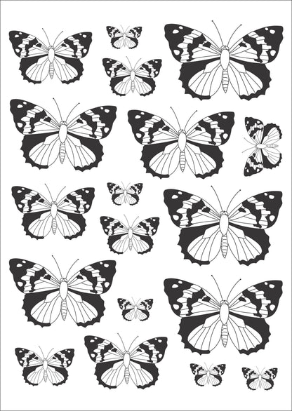Borboletas pretas para porcelana - 12 folhas