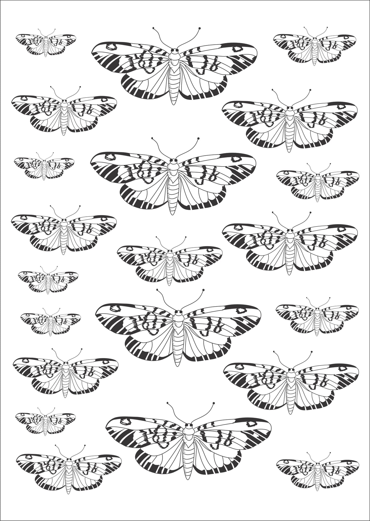 Borboletas pretas para porcelana - 12 folhas
