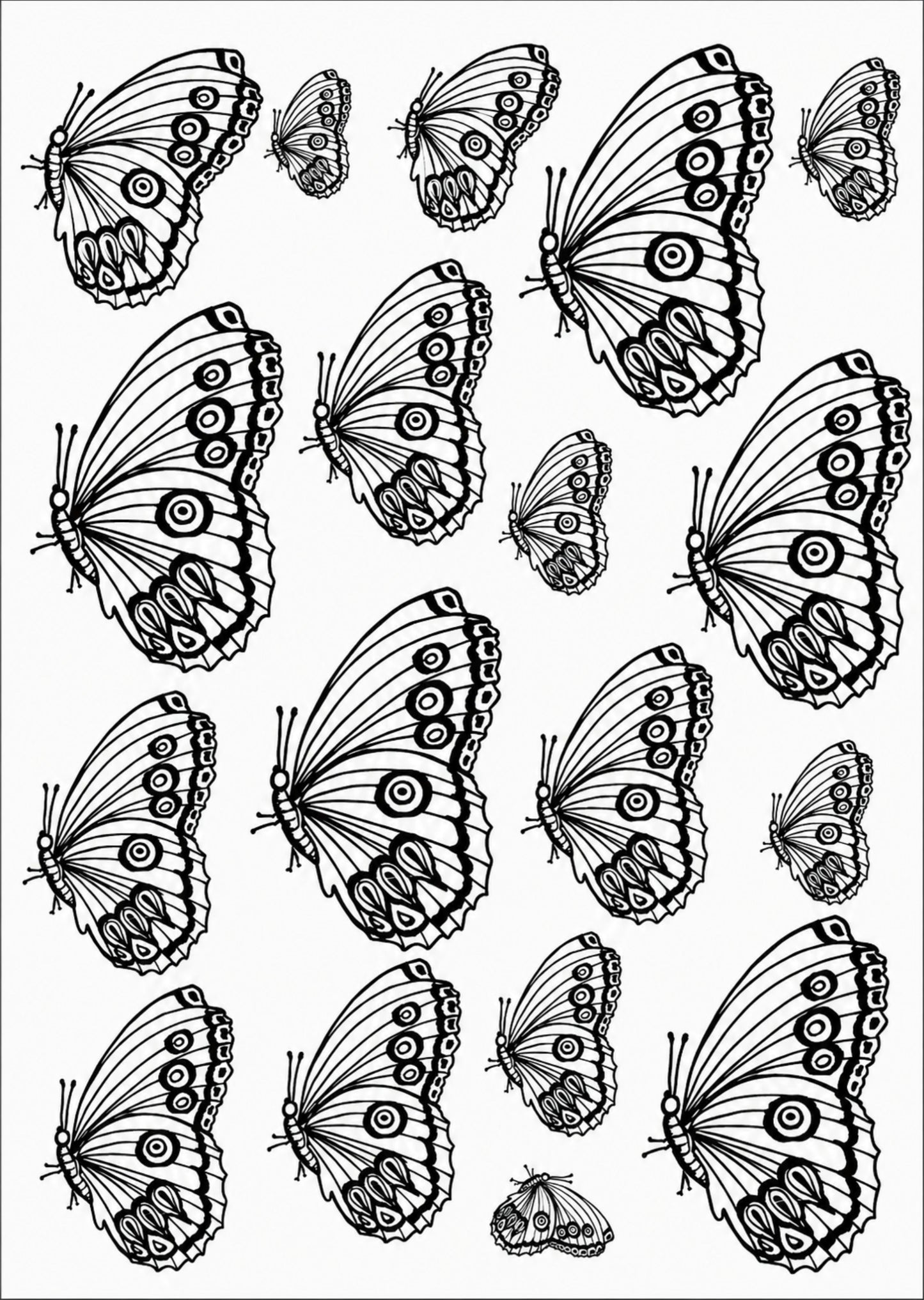 Borboletas pretas para porcelana - 12 folhas