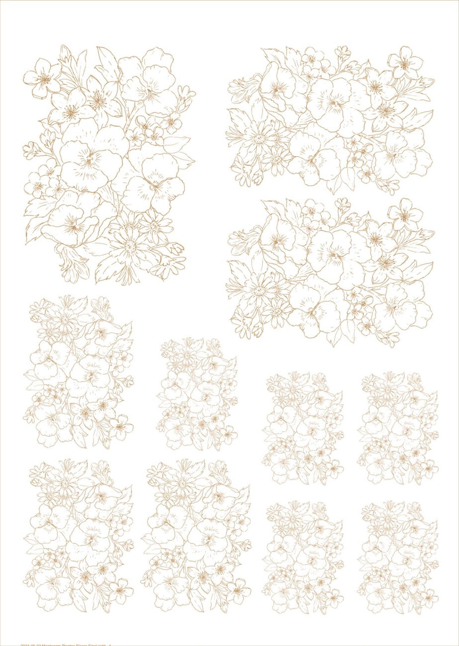 Flores bouquet pra porcelana - 12 folhas