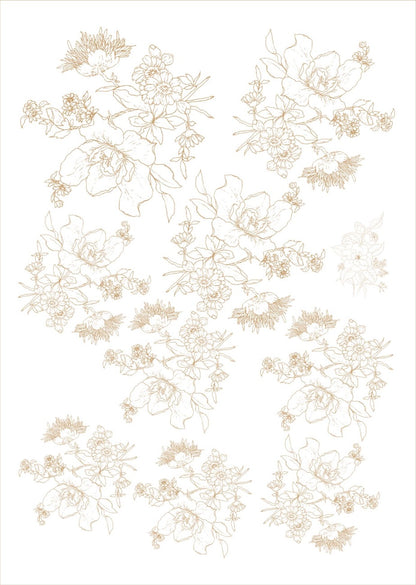 Flores bouquet pra porcelana - 12 folhas