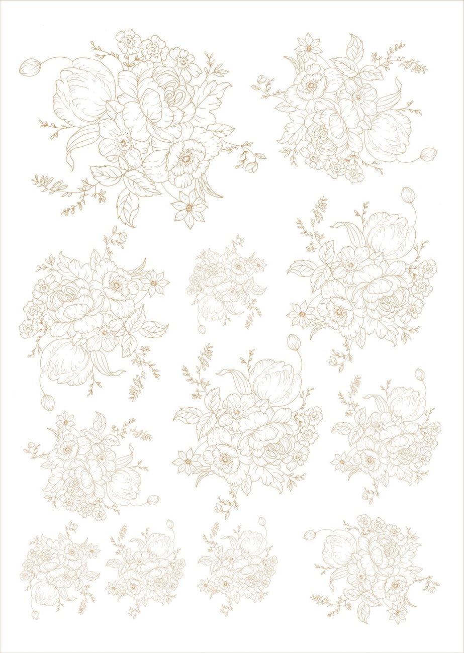 Flores bouquet pra porcelana - 12 folhas