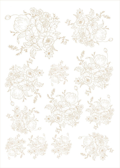 Flores bouquet pra porcelana - 12 folhas