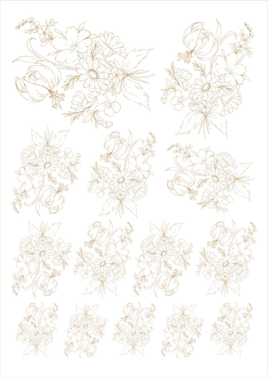 Flores bouquet pra porcelana - 12 folhas