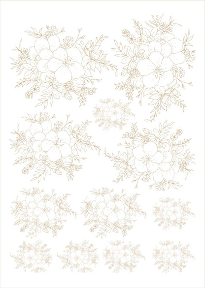 Flores bouquet pra porcelana - 12 folhas