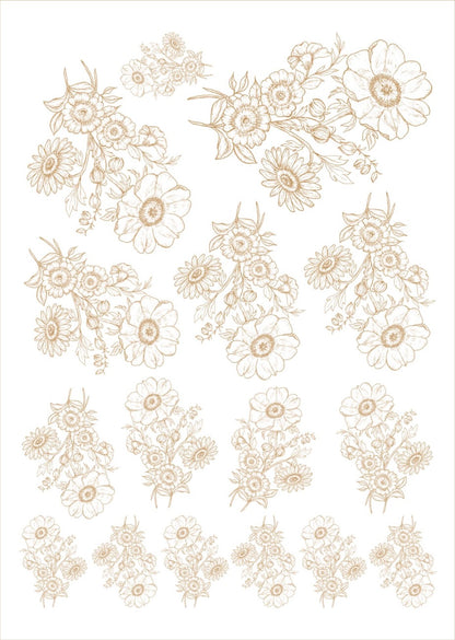 Flores bouquet pra porcelana - 12 folhas
