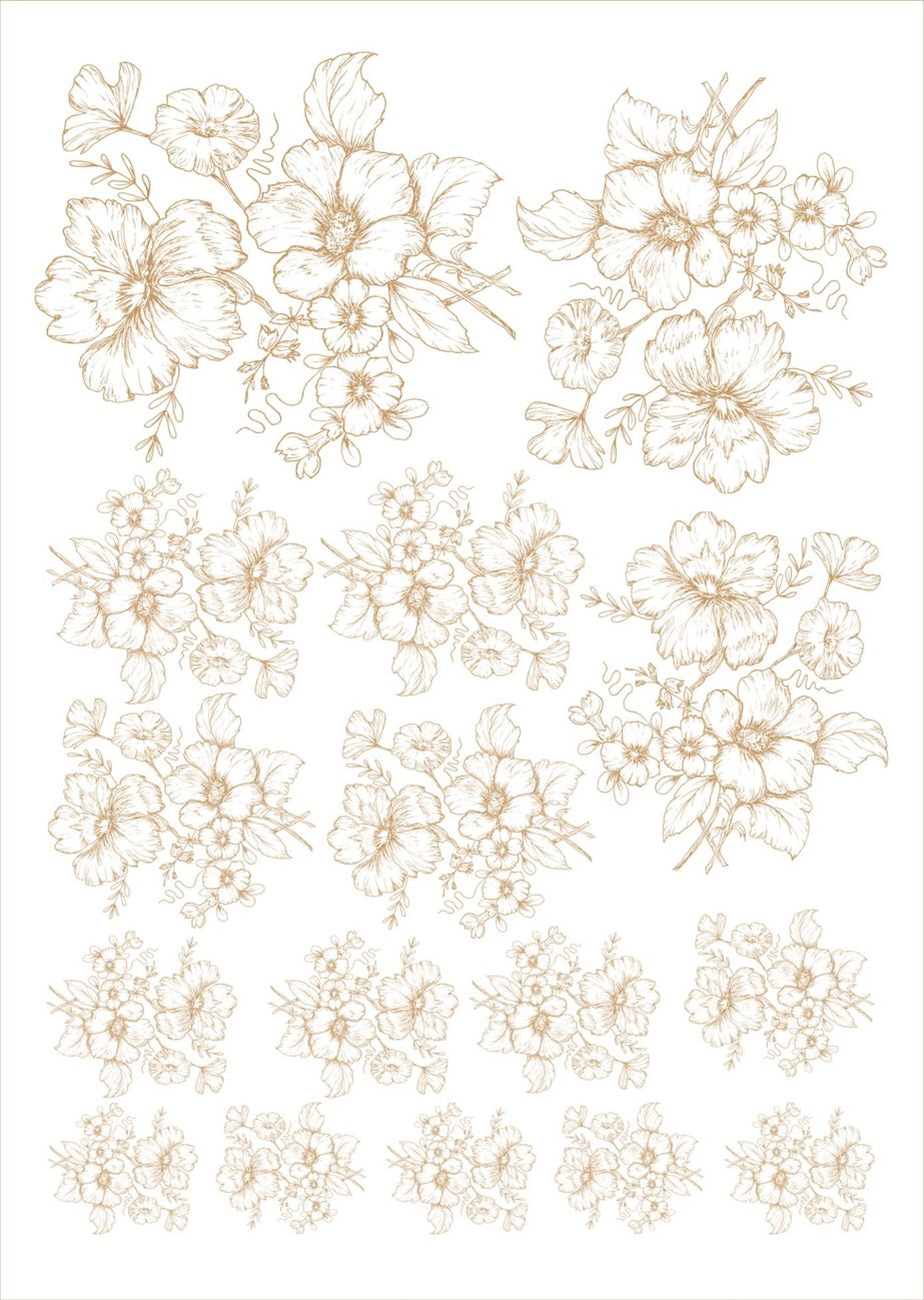 Flores bouquet pra porcelana - 12 folhas