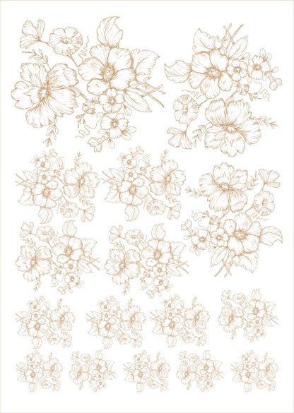 Flores bouquet pra porcelana - 12 folhas