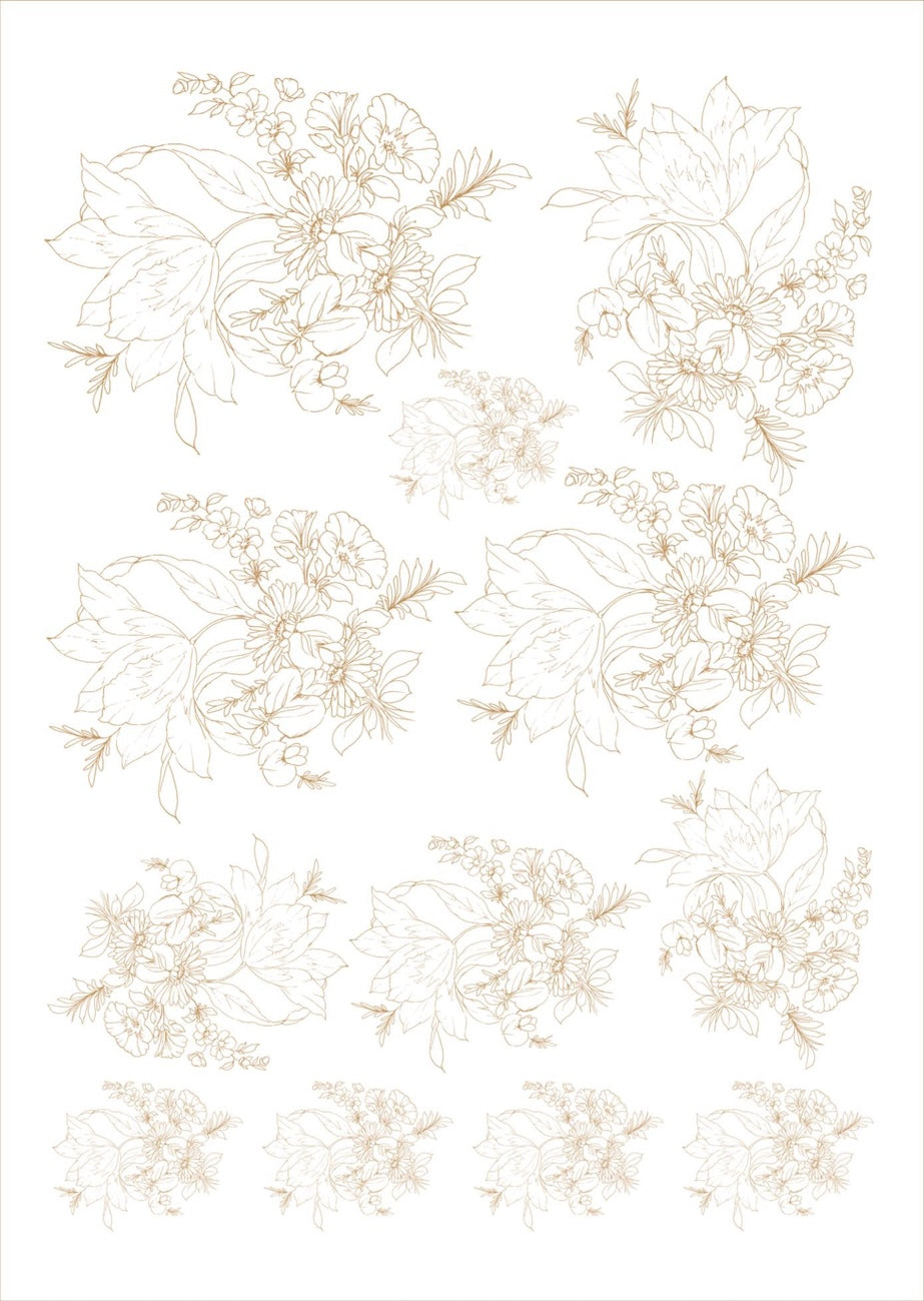 Flores bouquet pra porcelana - 12 folhas