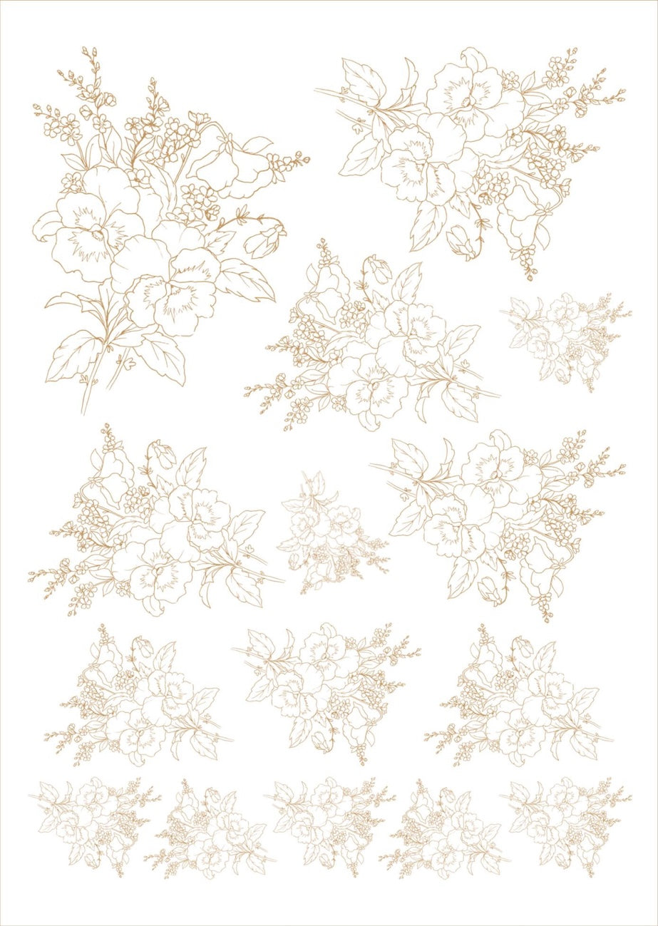 Flores bouquet pra porcelana - 12 folhas