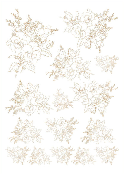 Flores bouquet pra porcelana - 12 folhas