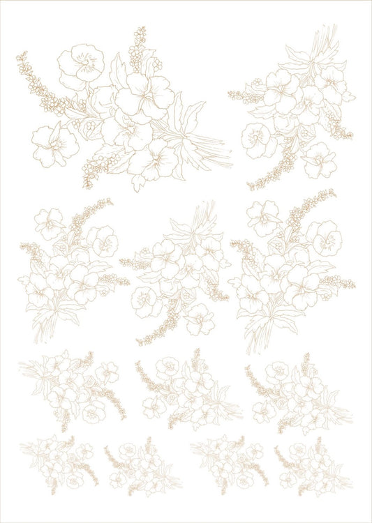 Flores bouquet pra porcelana - 12 folhas