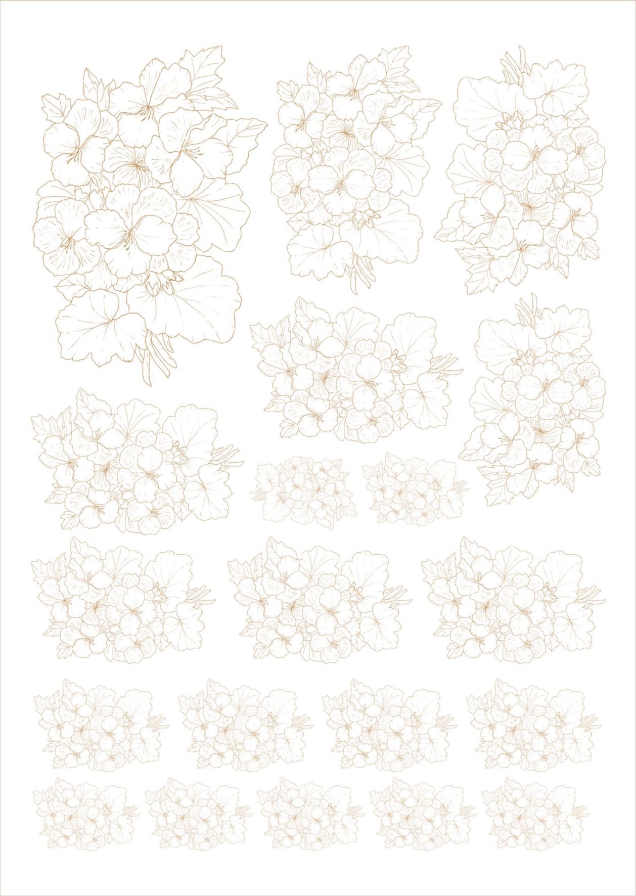 Flores de corte para porcelana - 14 folhas