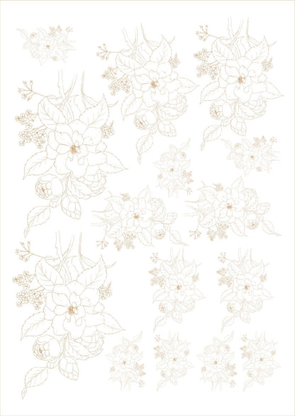 Flores de corte para porcelana - 14 folhas