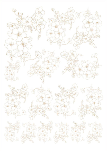 Flores de corte para porcelana - 14 folhas
