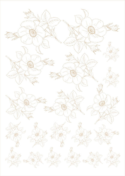 Flores de corte para porcelana - 14 folhas