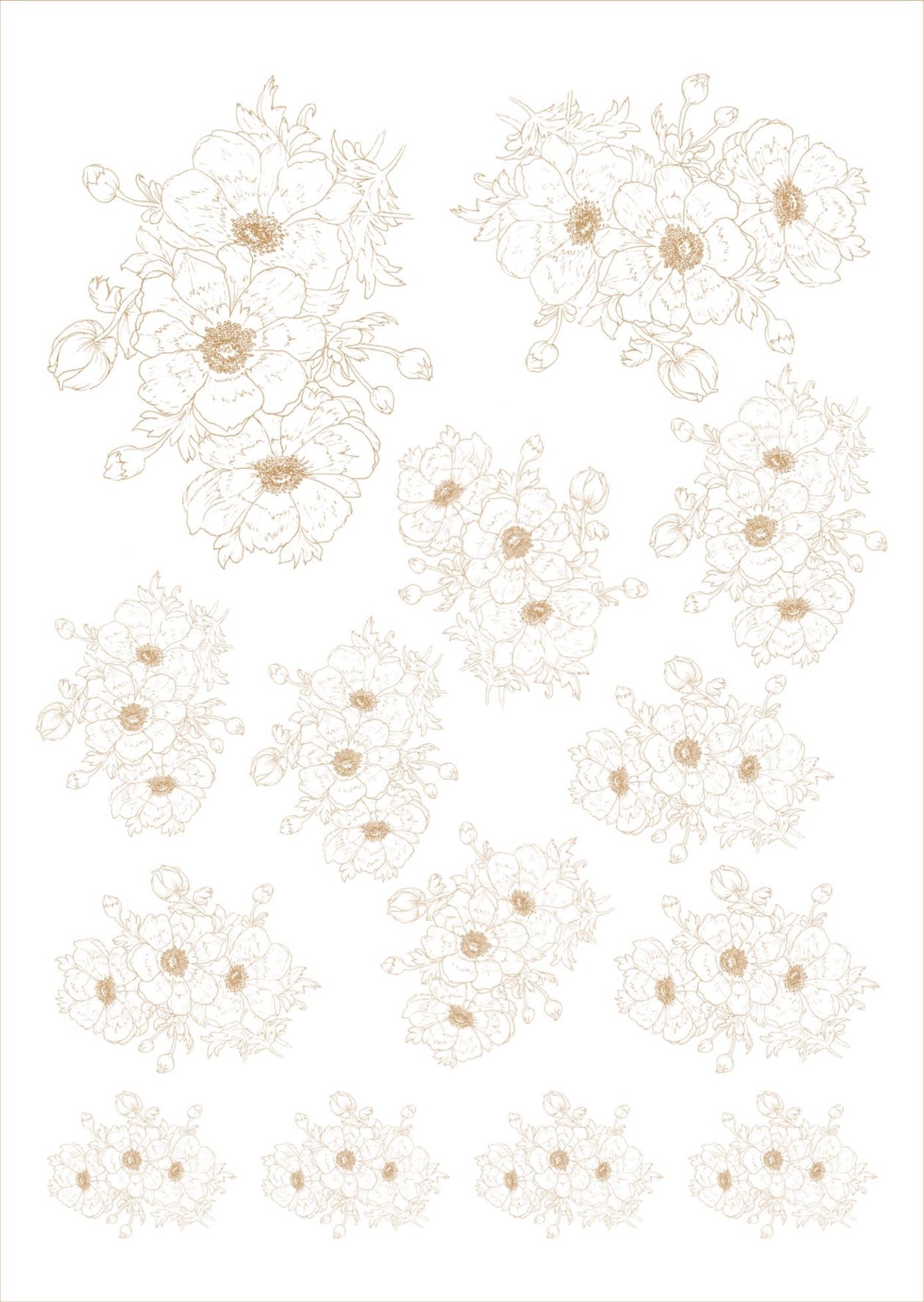 Flores de corte para porcelana - 14 folhas