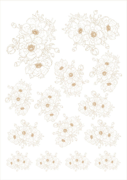 Flores de corte para porcelana - 14 folhas