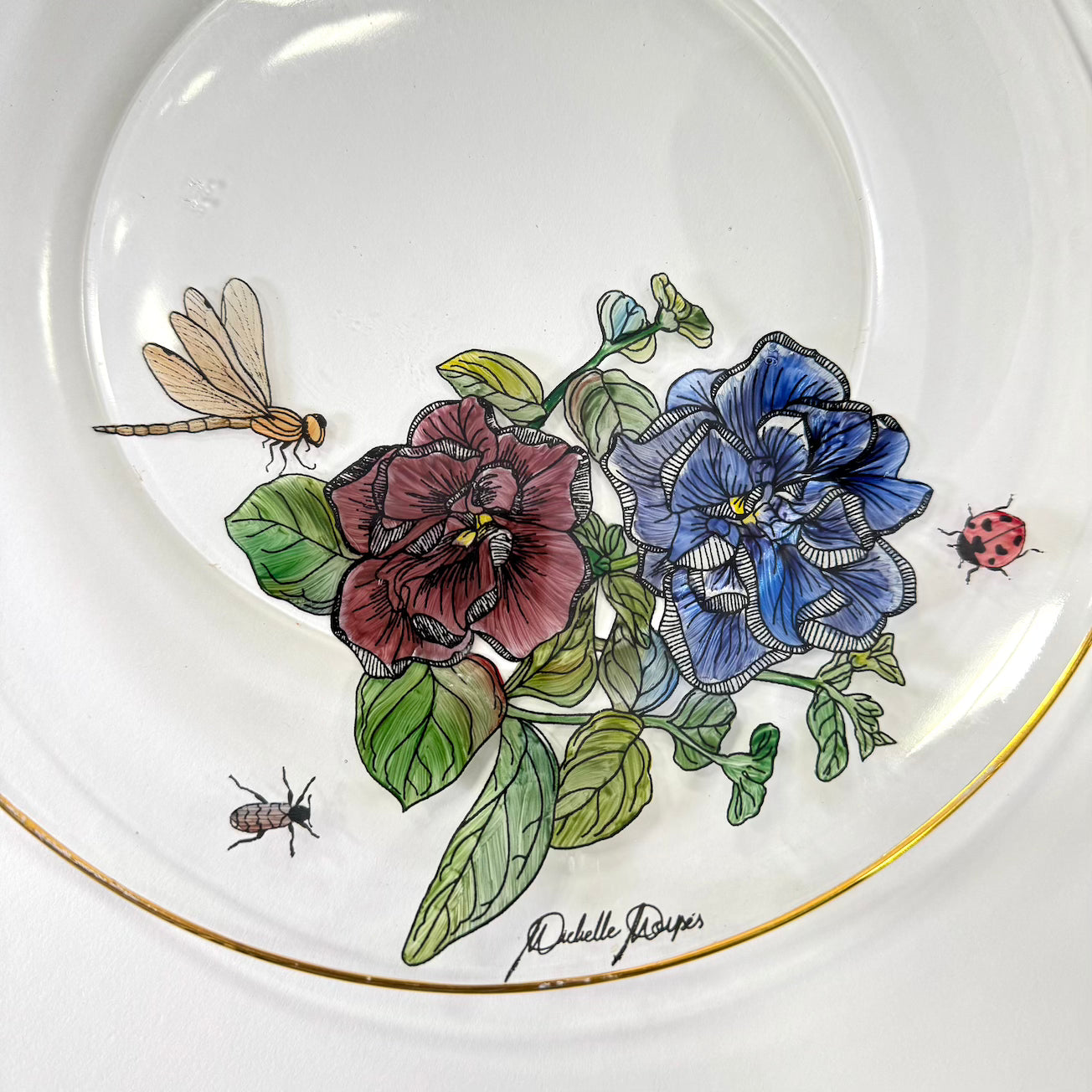 Flores e insetos para vidro - 8 folhas