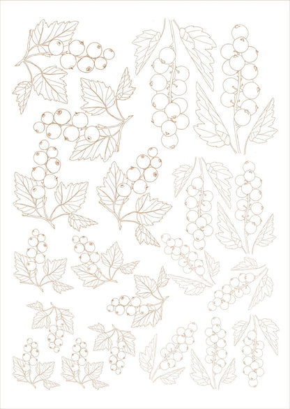 Folhas e frutas para porcelana - 12 folhas