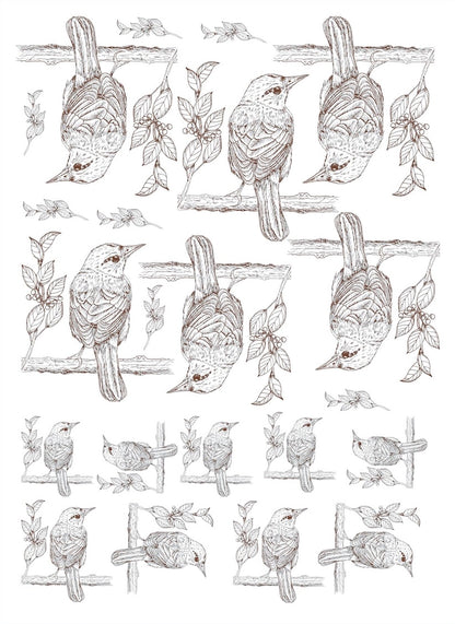 Pássaros para porcelana - 18 folhas