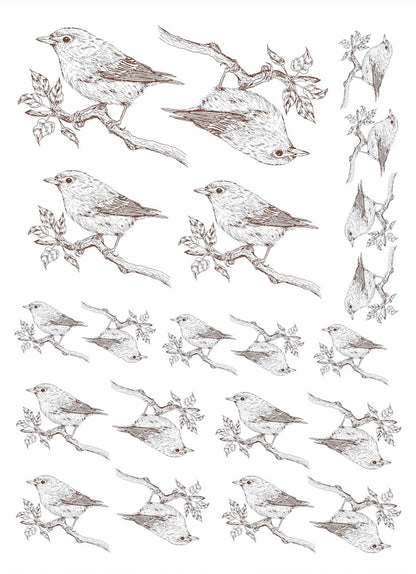 Pássaros para porcelana - 18 folhas